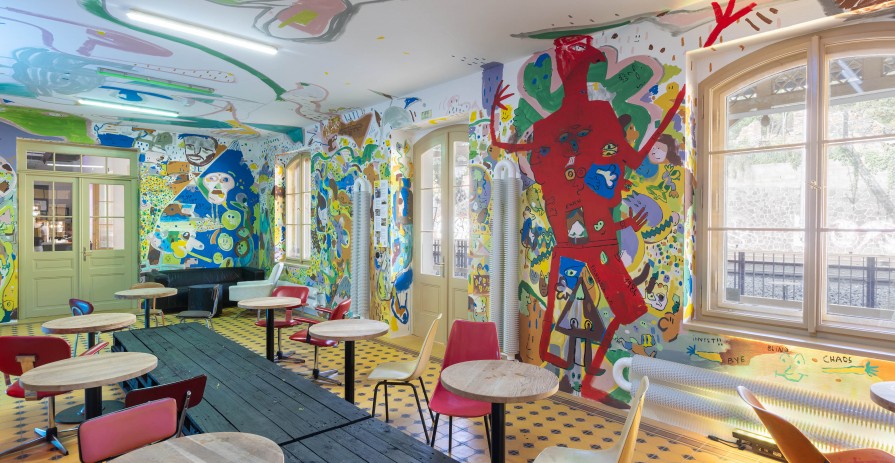 Revitalised space of the former railway station building in Prague Bubeneč