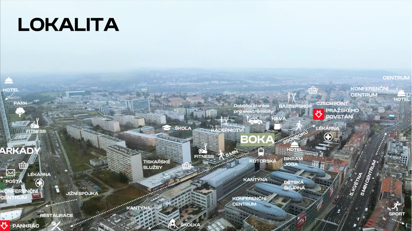 BOKA Pankrác pronájem obchodních jednotek Pankrác
